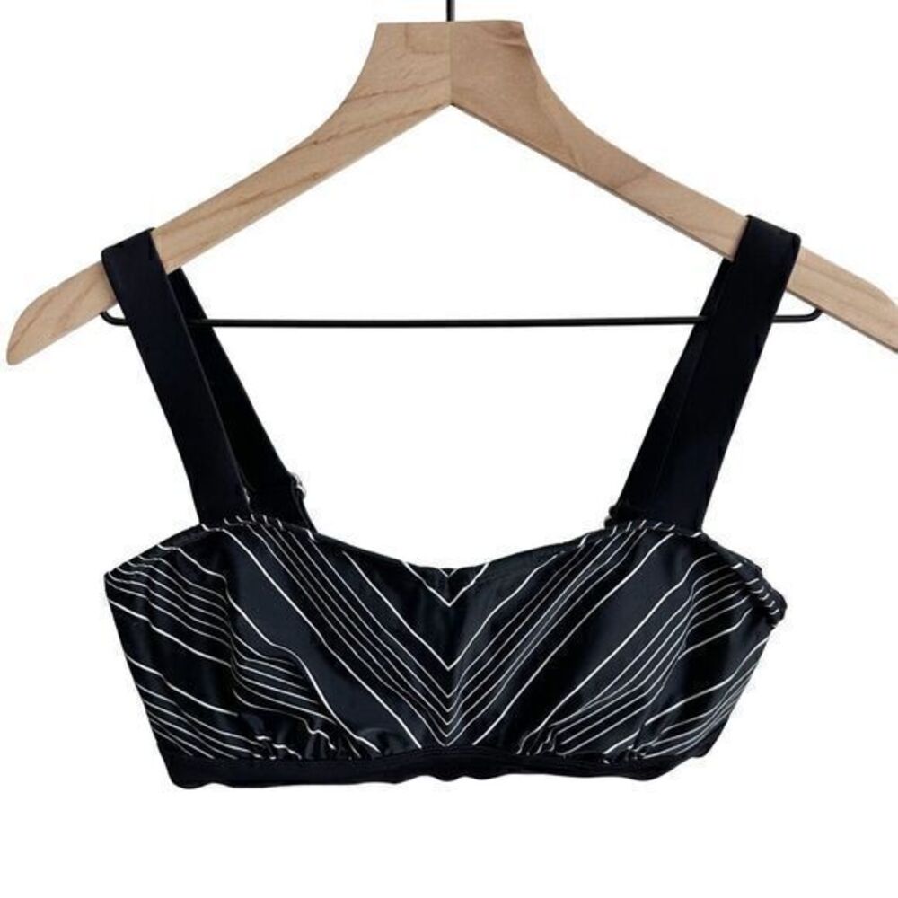 NWOT Athleta Quick Dri Chevron Bikini Top‎ Black White Size 32D / 32DD
